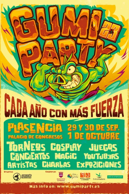 La Gumiparty, que este año alcanzará su decimoséptima edición, llenará el palacio de congresos de Plasencia durante tres días, el 29 y 30 de septiembre y el 1 de octubre.